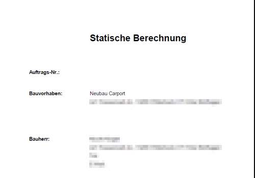 Statische Berechnung für Carport